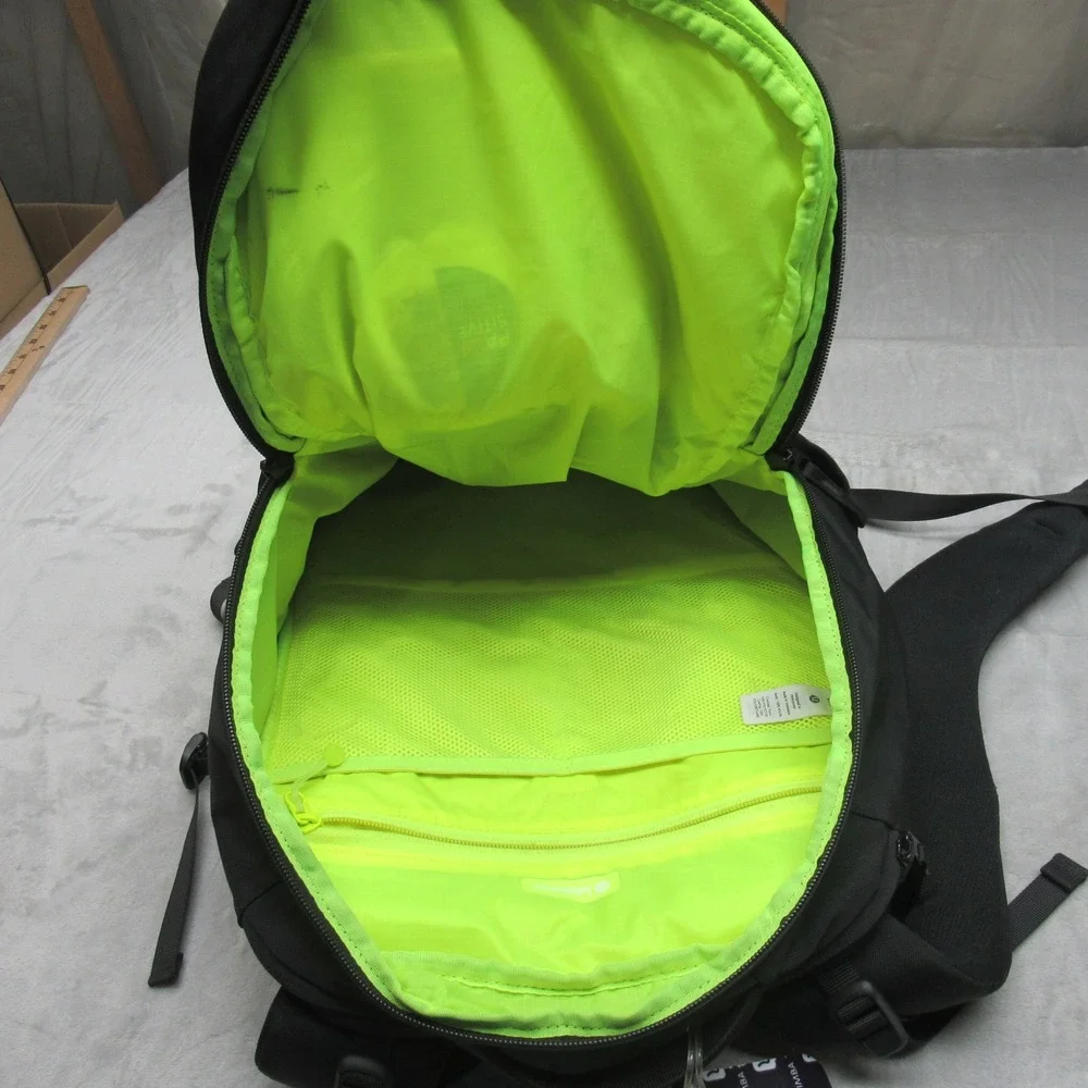 Lululemon Backpack Mens Black Neon‎ Green Lining Multi Pockets Custom LOGO NWD